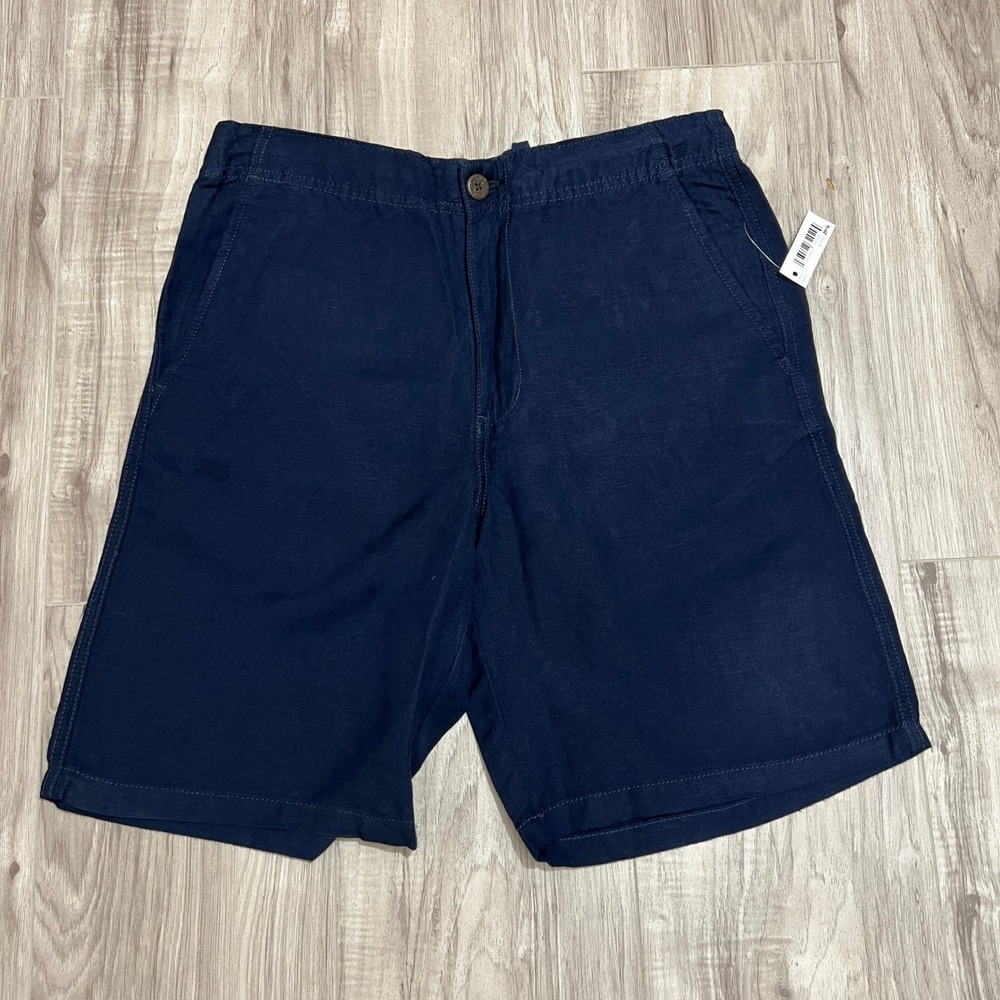 Amazon Essentials NWT Mens Small Navy Blue Linen Blend Drawstring Shorts S